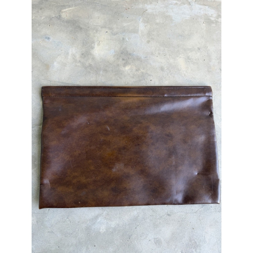 Brown Portfolio Clutch 15x12‎ Document faux leather  Zippered Pouch vtg